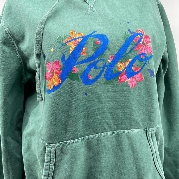 Polo Ralph Lauren Painted Floral Hoodie Y2k Beach Vacation Hamptons Sz Sm - Picture 7 of 8